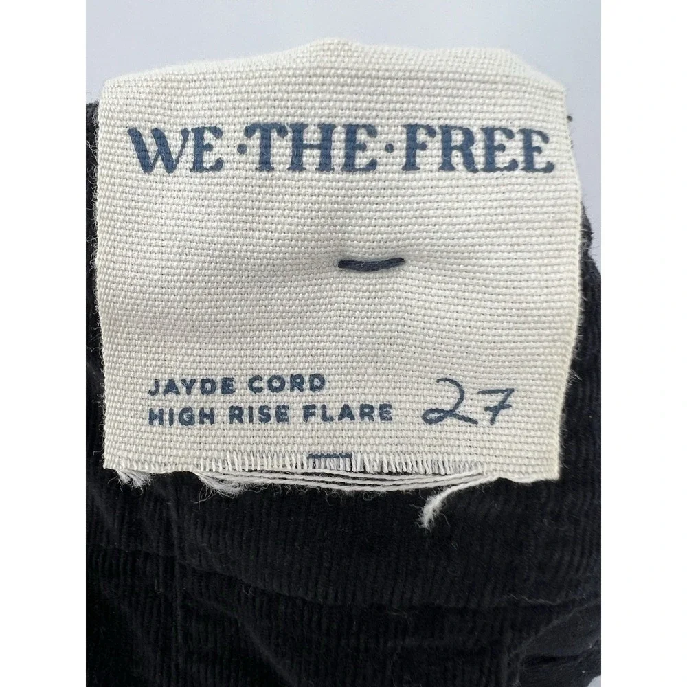 Free People Jayde Corduroy Flare Jeans Black High Rise Bell Bottom‎ Y2K Size 27